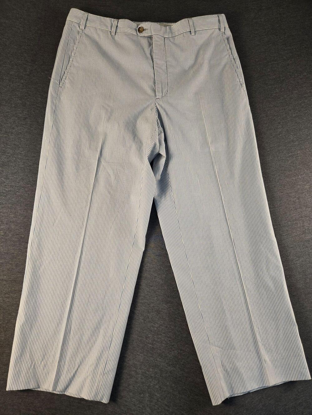 Zanella Pants Mens 36x28 Blue White Striped Cotton Dress Classic Italy Summer